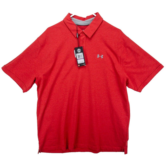 Under Armour Heatgear Men's 2XL Loose Fit Polo Short Sleeve Red Logo Tagless - Picture 1 of 15